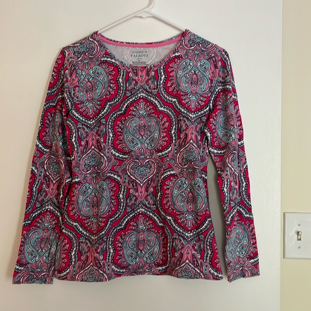 Talbots paisley tee 3/4 sleeve